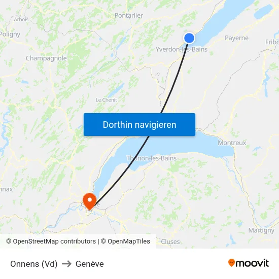 Onnens (Vd) to Genève map