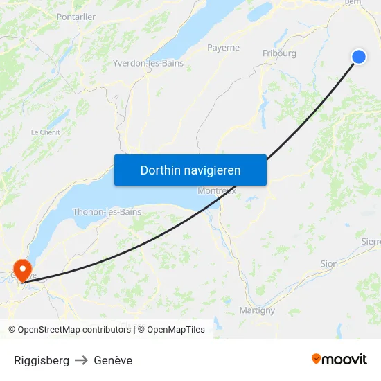 Riggisberg to Genève map
