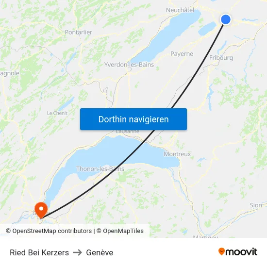 Ried Bei Kerzers to Genève map