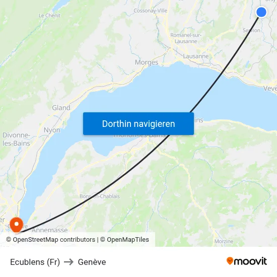 Ecublens (Fr) to Genève map