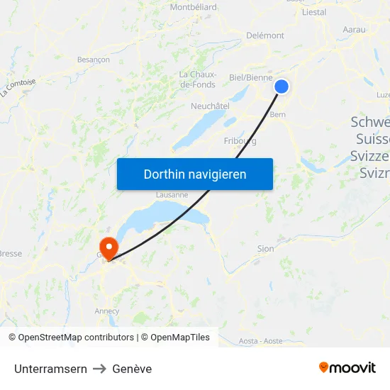 Unterramsern to Genève map