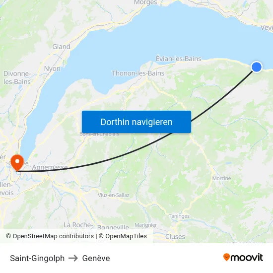 Saint-Gingolph to Genève map