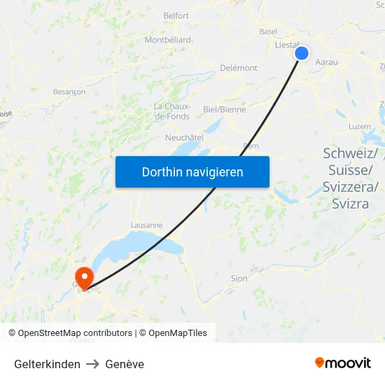 Gelterkinden to Genève map