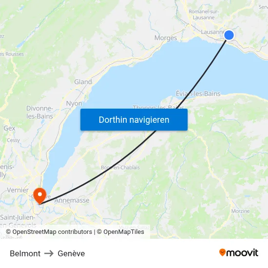 Belmont to Genève map