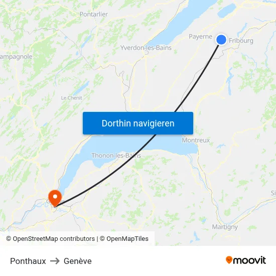 Ponthaux to Genève map