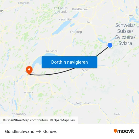 Gündlischwand to Genève map