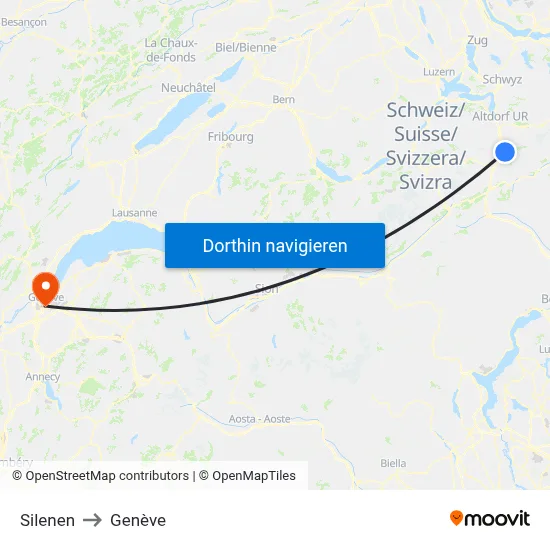 Silenen to Genève map