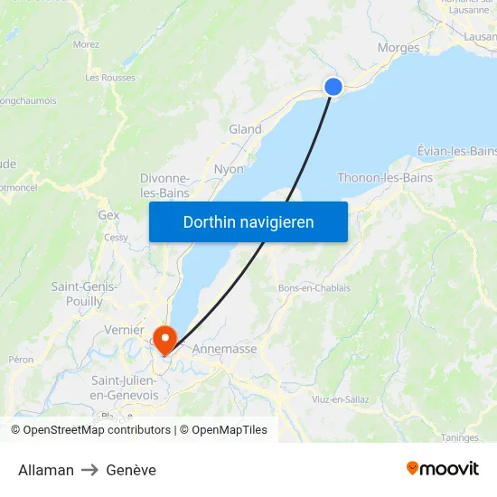 Allaman to Genève map