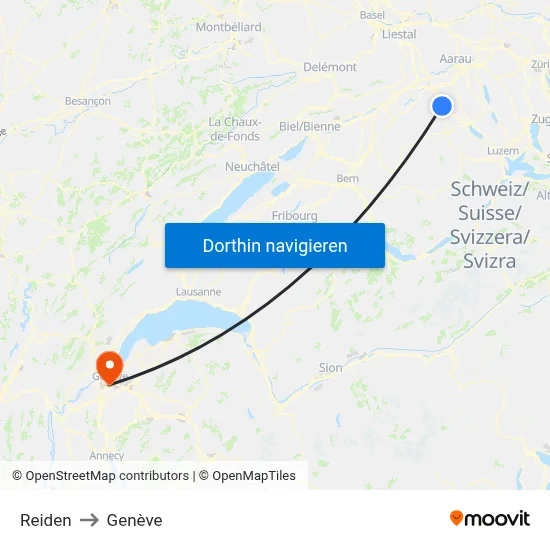 Reiden to Genève map