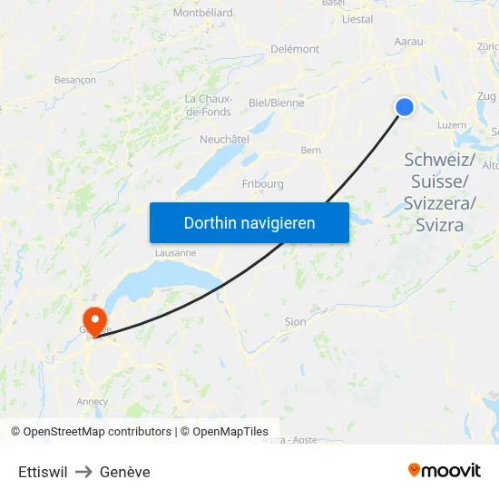 Ettiswil to Genève map