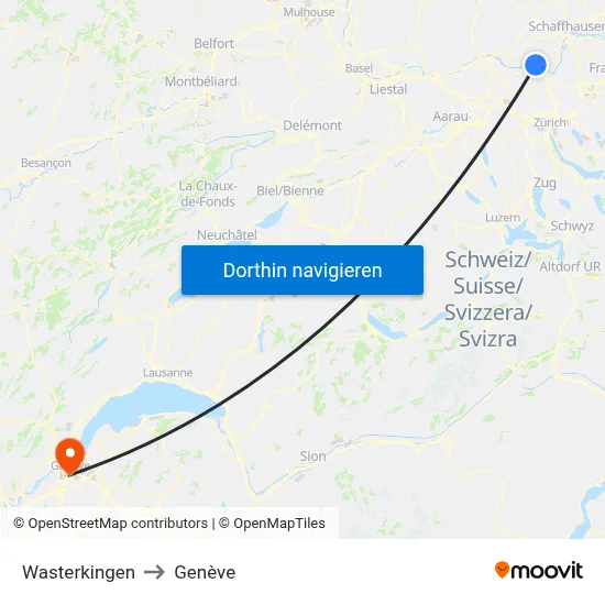 Wasterkingen to Genève map