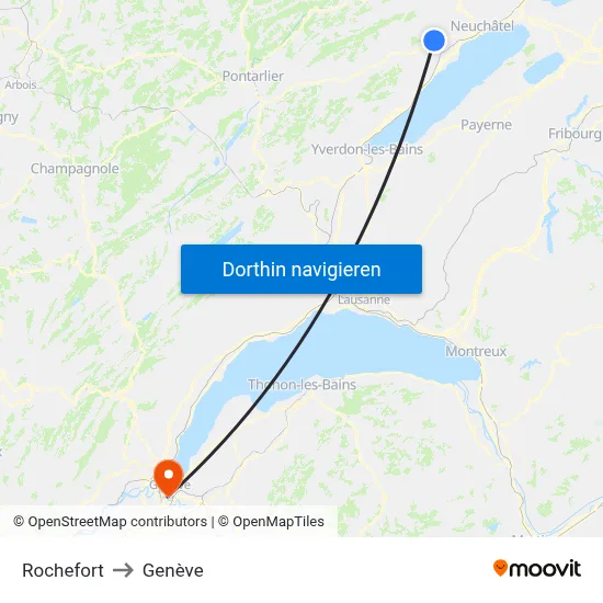 Rochefort to Genève map