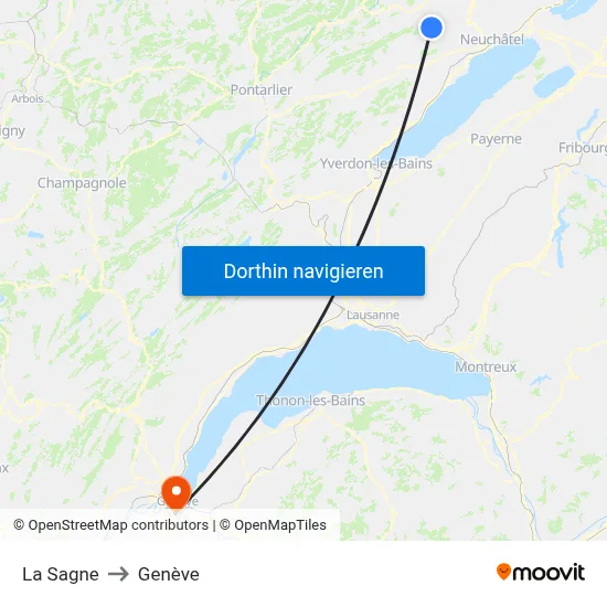 La Sagne to Genève map