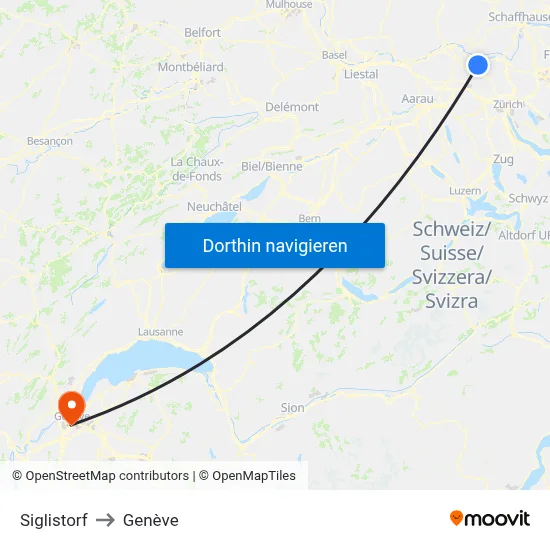 Siglistorf to Genève map