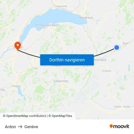 Ardon to Genève map