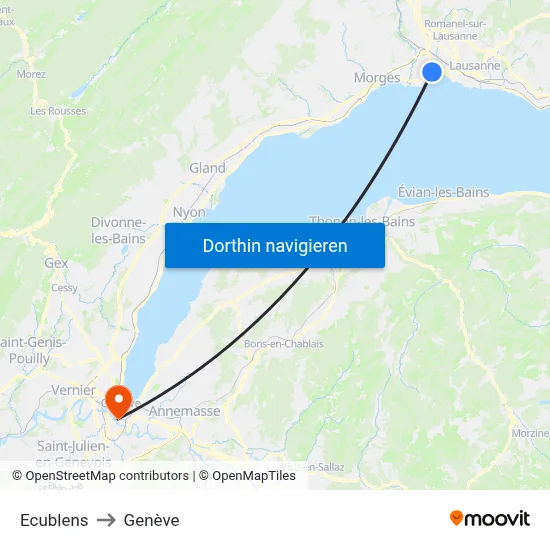 Ecublens to Genève map