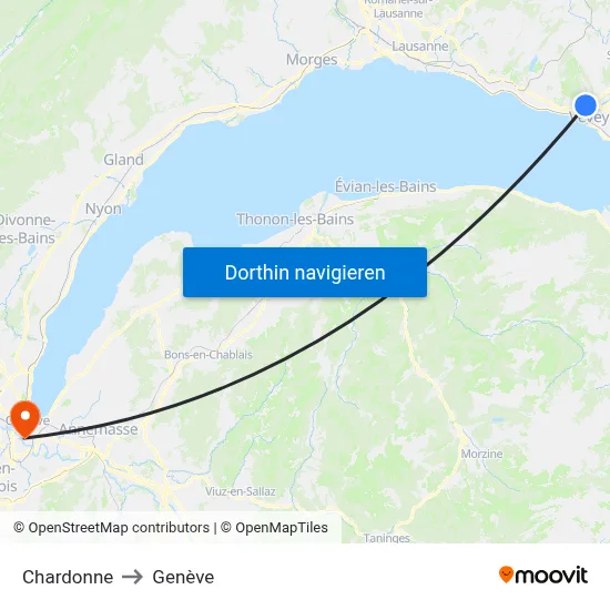 Chardonne to Genève map