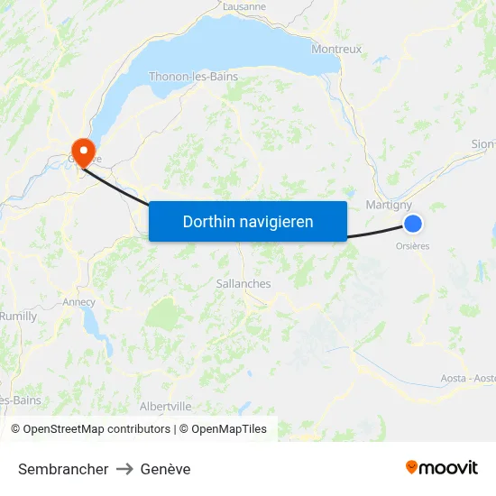 Sembrancher to Genève map