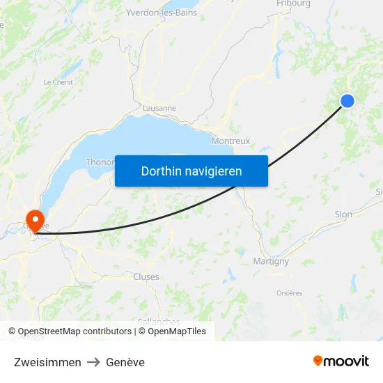 Zweisimmen to Genève map