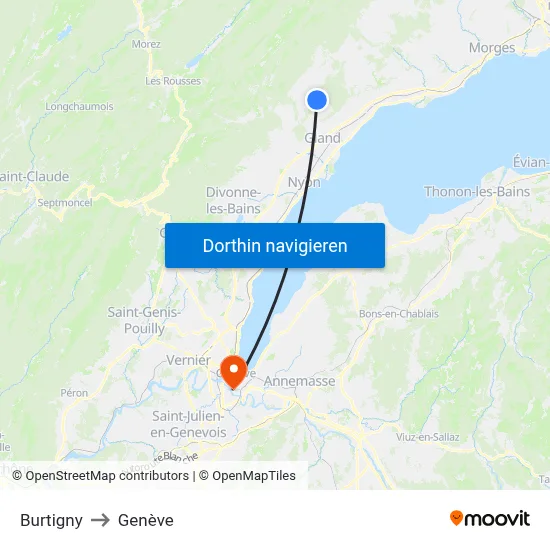 Burtigny to Genève map