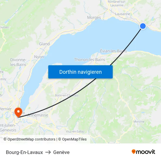 Bourg-En-Lavaux to Genève map