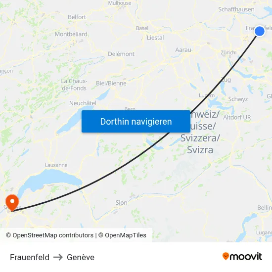 Frauenfeld to Genève map