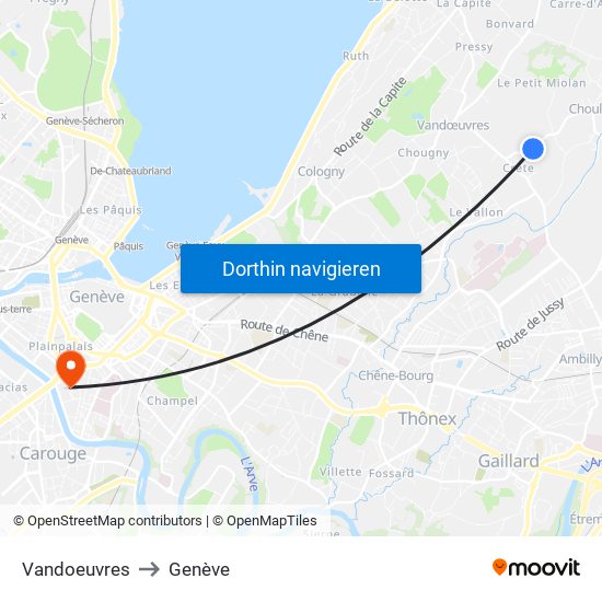 Vandoeuvres to Genève map