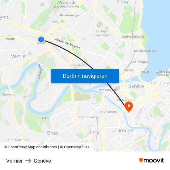 Vernier to Genève map