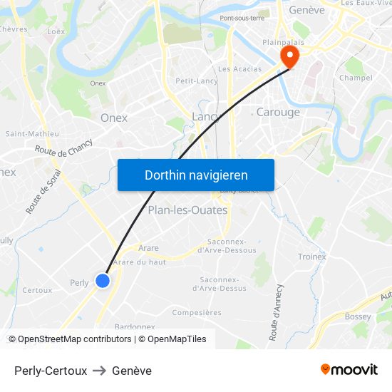 Perly-Certoux to Genève map