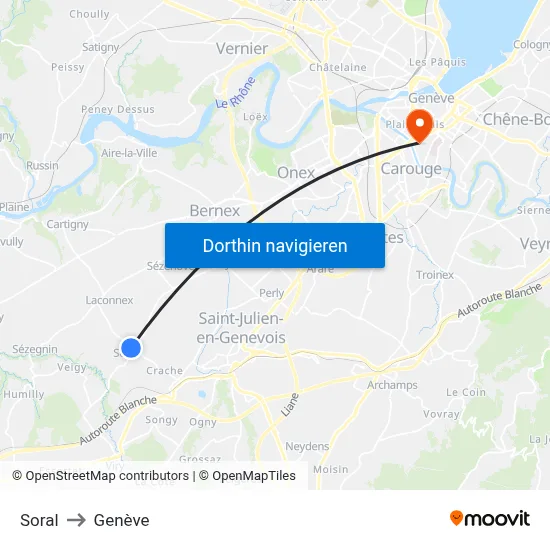 Soral to Genève map