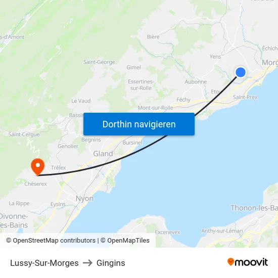 Lussy-Sur-Morges to Gingins map