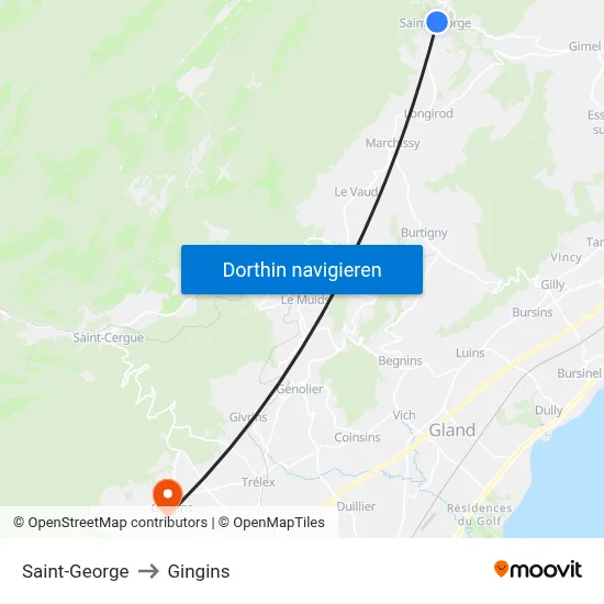 Saint-George to Gingins map