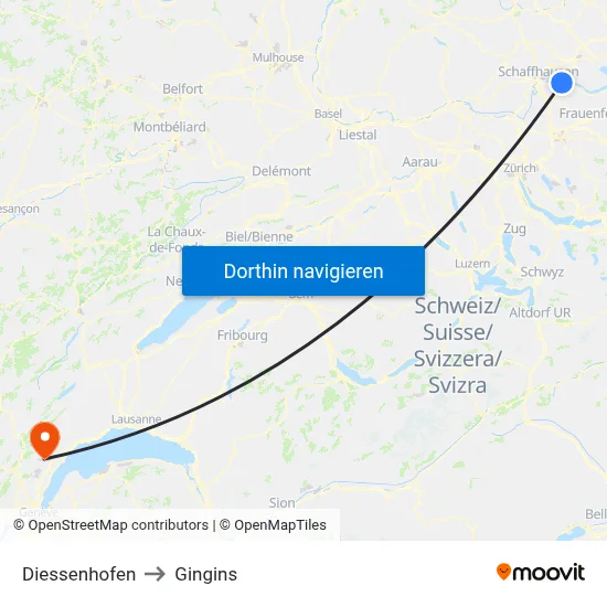 Diessenhofen to Gingins map
