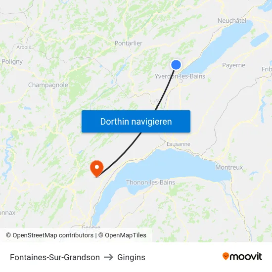 Fontaines-Sur-Grandson to Gingins map