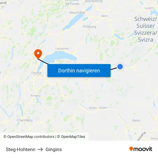 Steg-Hohtenn to Gingins map
