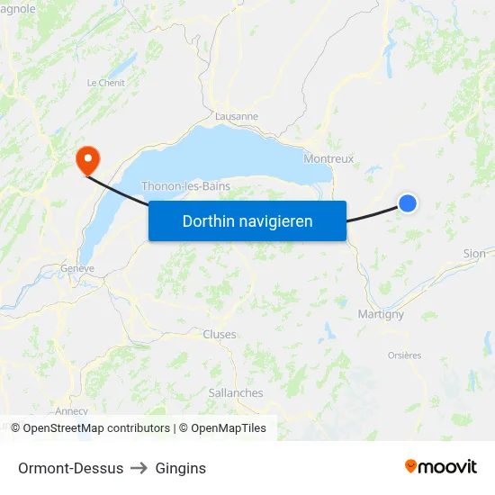 Ormont-Dessus to Gingins map