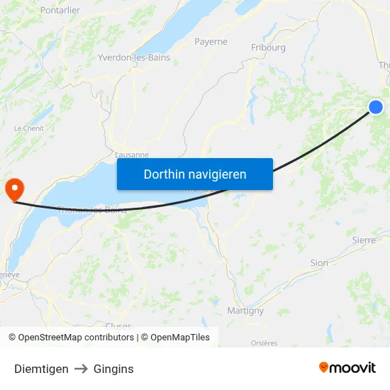 Diemtigen to Gingins map