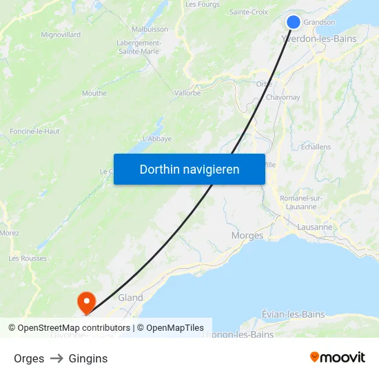Orges to Gingins map