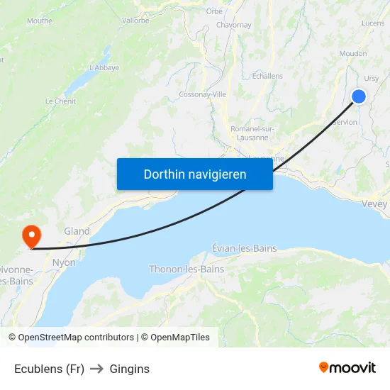 Ecublens (Fr) to Gingins map