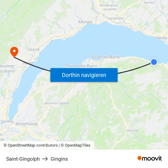 Saint-Gingolph to Gingins map