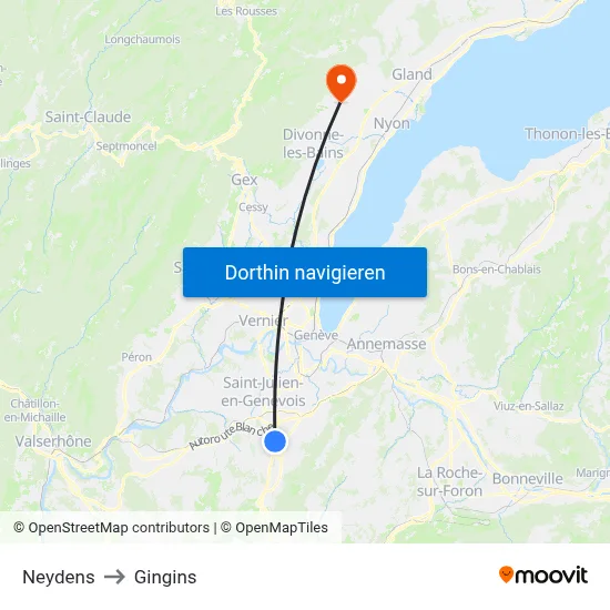Neydens to Gingins map