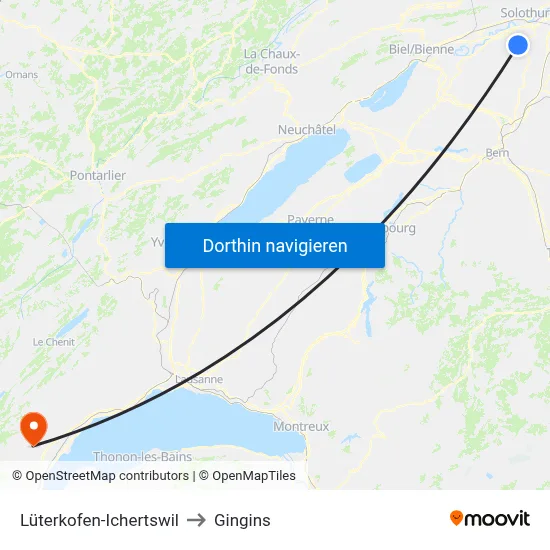 Lüterkofen-Ichertswil to Gingins map