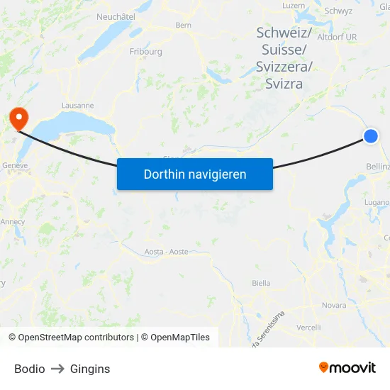 Bodio to Gingins map
