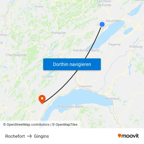 Rochefort to Gingins map