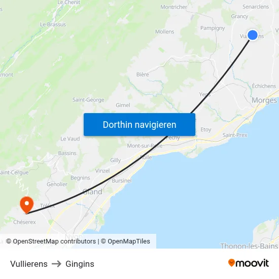Vullierens to Gingins map