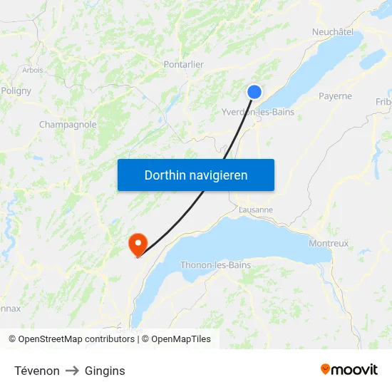 Tévenon to Gingins map