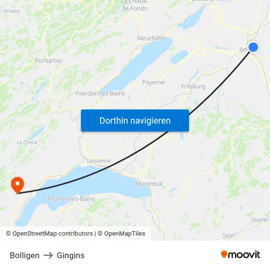 Bolligen to Gingins map