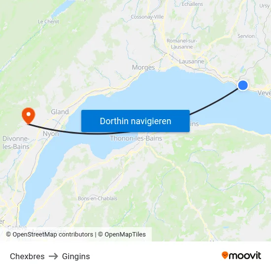 Chexbres to Gingins map