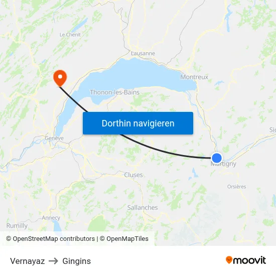 Vernayaz to Gingins map