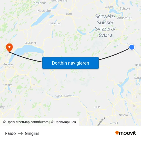 Faido to Gingins map